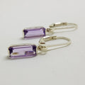 Sterling Silver Rectangular Amethyst Drop Earrings