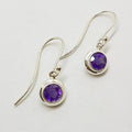 Sterling Silver Round Amethyst Drop Earrings