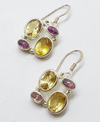 Sterling Silver Citrine and Tourmaline Drop Earrings