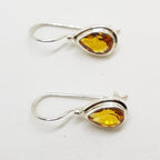 Sterling Silver Pear Shape / Teardrop Citrine Drop Earrings