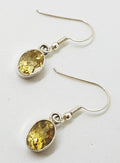 Sterling Silver Citrine Oval Bezel Set Drop Earrings
