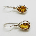 Sterling Silver Pear Shape / Teardrop Citrine Drop Earrings
