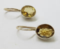 Sterling Silver Citrine Oval Bezel Set Drop Earrings