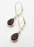 Sterling Silver Teardrop / Pear Shape Garnet Drop Earrings