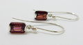 Sterling Silver Rectangular Garnet Drop Earrings
