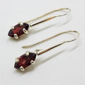 Sterling Silver Long Marquis Garnet Drop Earrings