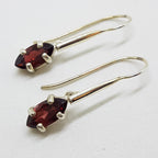 Sterling Silver Long Marquis Garnet Drop Earrings