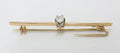 9ct Yellow Gold Solitaire Diamond Bar Brooch - Antique / Vintage