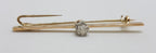 9ct Yellow Gold Solitaire Diamond Bar Brooch - Antique / Vintage