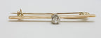 9ct Yellow Gold Solitaire Diamond Bar Brooch - Antique / Vintage
