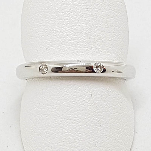 18ct White Gold Two Diamond Wedding Band / Ring