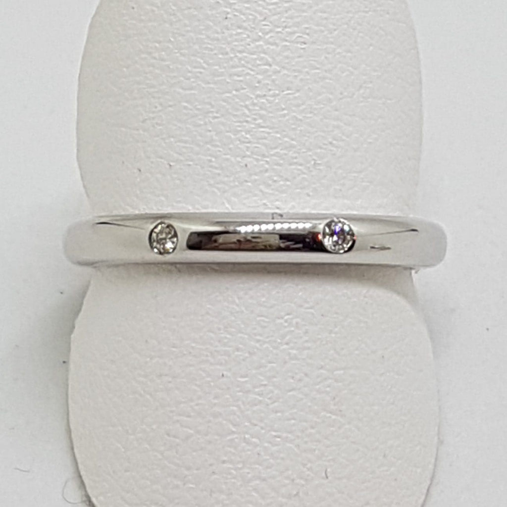18ct White Gold Two Diamond Wedding Band / Ring