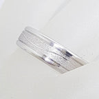 9ct White Gold Matte and Shiny Wedding Band / Ring with Curved Design - Gents / Ladies