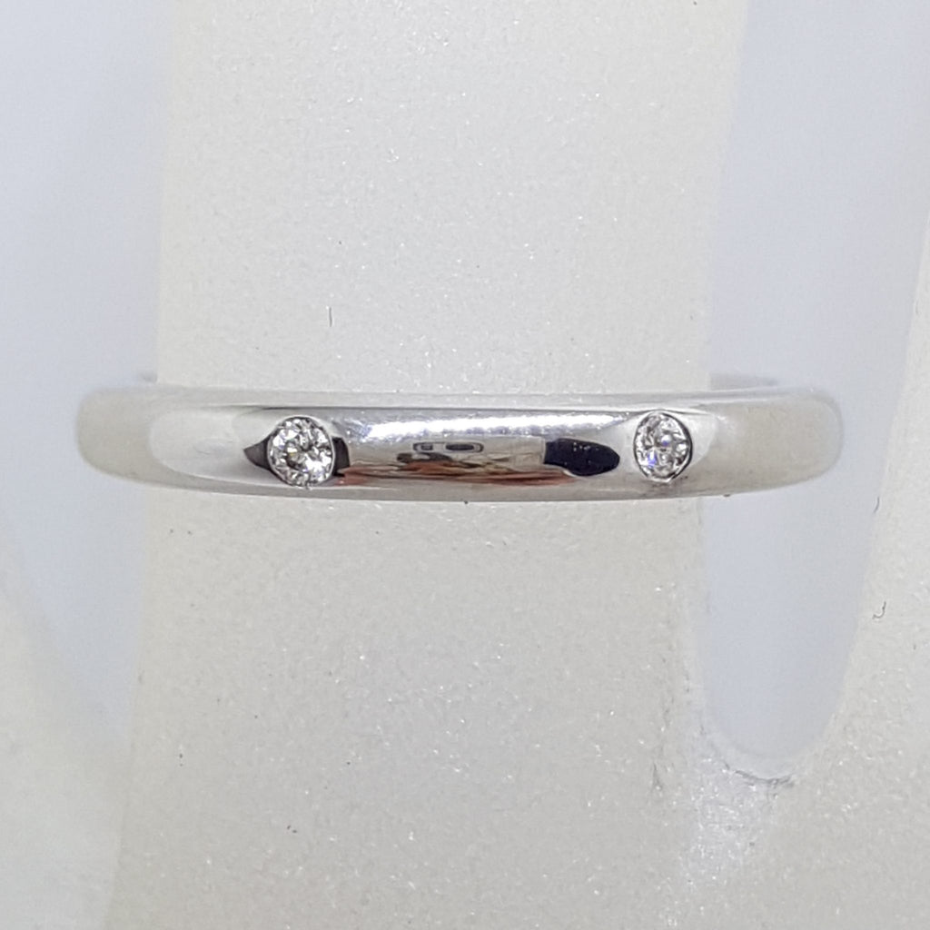 18ct White Gold Two Diamond Wedding Band / Ring