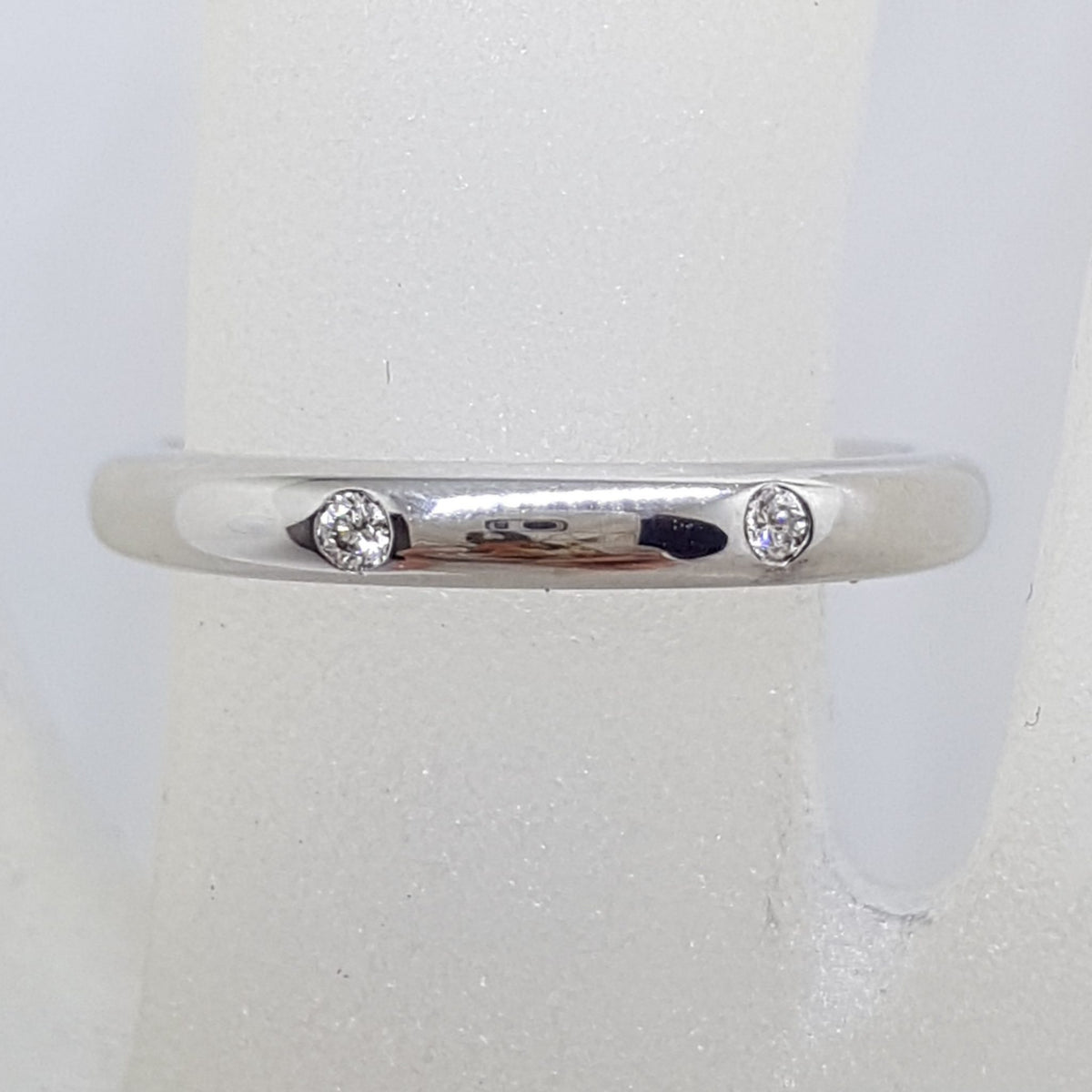 18ct White Gold Two Diamond Wedding Band / Ring