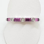 9ct White Gold Pink Tourmaline & Diamond Eternity / Stackable / Band Ring