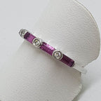 9ct White Gold Pink Tourmaline & Diamond Eternity / Stackable / Band Ring