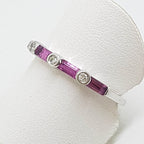 9ct White Gold Pink Tourmaline & Diamond Eternity / Stackable / Band Ring