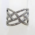 Sterling Silver Wide Marcasite Plait Design Ring