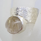Sterling Silver Wide Oval Rutilated Quartz Ring