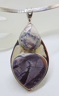 Sterling Silver Large American Jasper Pendant on Silver Choker / Chain / Necklace