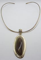 Sterling Silver Large Imperial Jasper Pendant on Silver Choker / Chain / Necklace