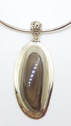 Sterling Silver Large Imperial Jasper Pendant on Silver Choker / Chain / Necklace