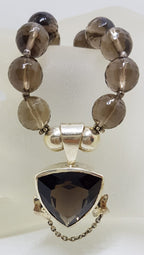 Sterling Silver Smokey Quartz Bead Necklace