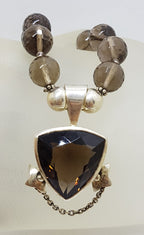 Sterling Silver Smokey Quartz Bead Necklace