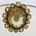 Sterling Silver Oval Citrine Cluster Pendant on Choker Necklace