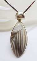 Sterling Silver Long Flint Stone Pendant on Silver Choker Chain / Necklace
