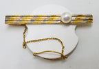 18ct Yellow and White Gold Two Tone Tie Clip with Pearl - Tie Bar