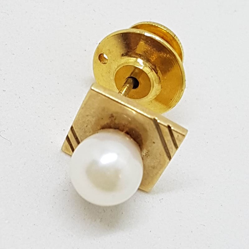9ct Yellow Gold Pearl Stick Pin / Brooch / Tie Pin
