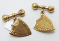 9ct Yellow Gold Initialled "H.B." Ornate Shield Shape Cufflinks - Vintage / Antique