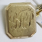 15ct Yellow Gold Rectangular Monogrammed "G.H.P" Cufflinks - Antique / Vintage