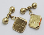 15ct Yellow Gold Rectangular Monogrammed "G.H.P" Cufflinks - Antique / Vintage