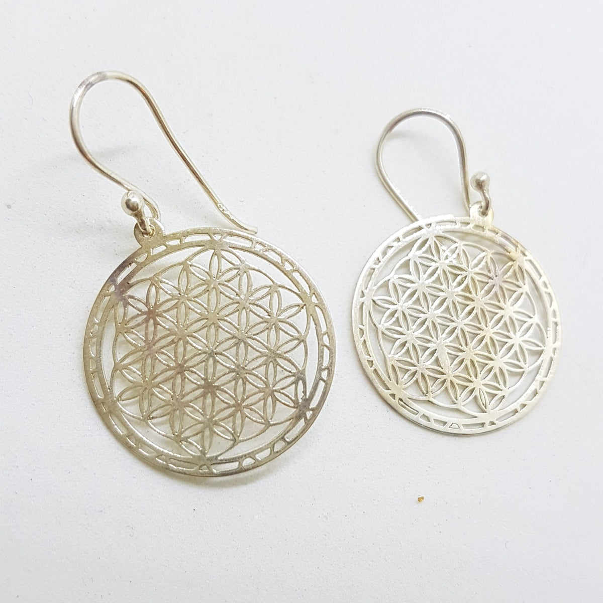 Sterling Silver Large Round Ornate Filigree Drop Earrings