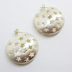 Sterling Silver Large Star Motif Round Earrings