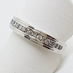 18ct White Gold Baguette &amp; Round Diamond Channel Set Eternity / Wedding Band Ring