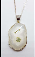 Sterling Silver Large Solar Quartz Pendant on Silver Chain