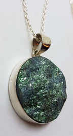 Sterling Silver Large Round Aventurine Pendant on Silver Chain
