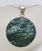 Sterling Silver Large Round Aventurine Pendant on Silver Chain