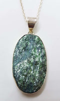 Sterling Silver Large Oval Aventurine Pendant on Silver Chain