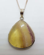 Sterling Silver Large Fluorite Pendant on Silver Chain