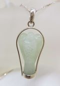 Sterling Silver Carved Aventurine Guardian Angel Pendant on Silver Chain
