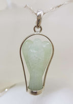 Sterling Silver Carved Aventurine Guardian Angel Pendant on Silver Chain