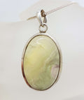 Sterling Silver Large Oval Fluorite Pendant on Silver Chain