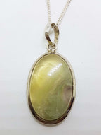 Sterling Silver Large Oval Fluorite Pendant on Silver Chain