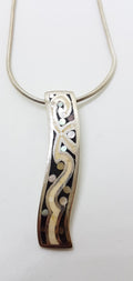 Sterling Silver Long Curved Mother of Pearl Pendant on Silver Chain