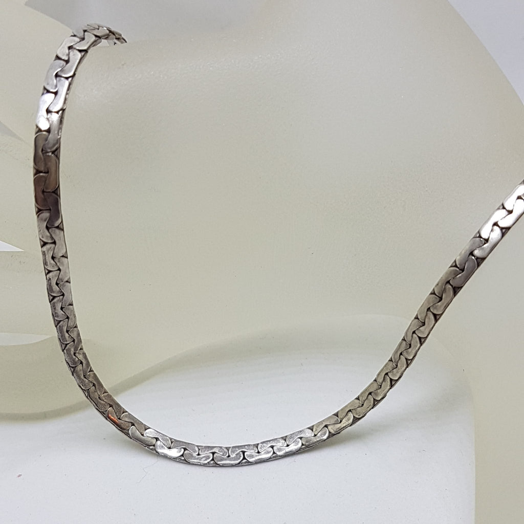 835 Silver Flat Link Collier Chain / Necklace